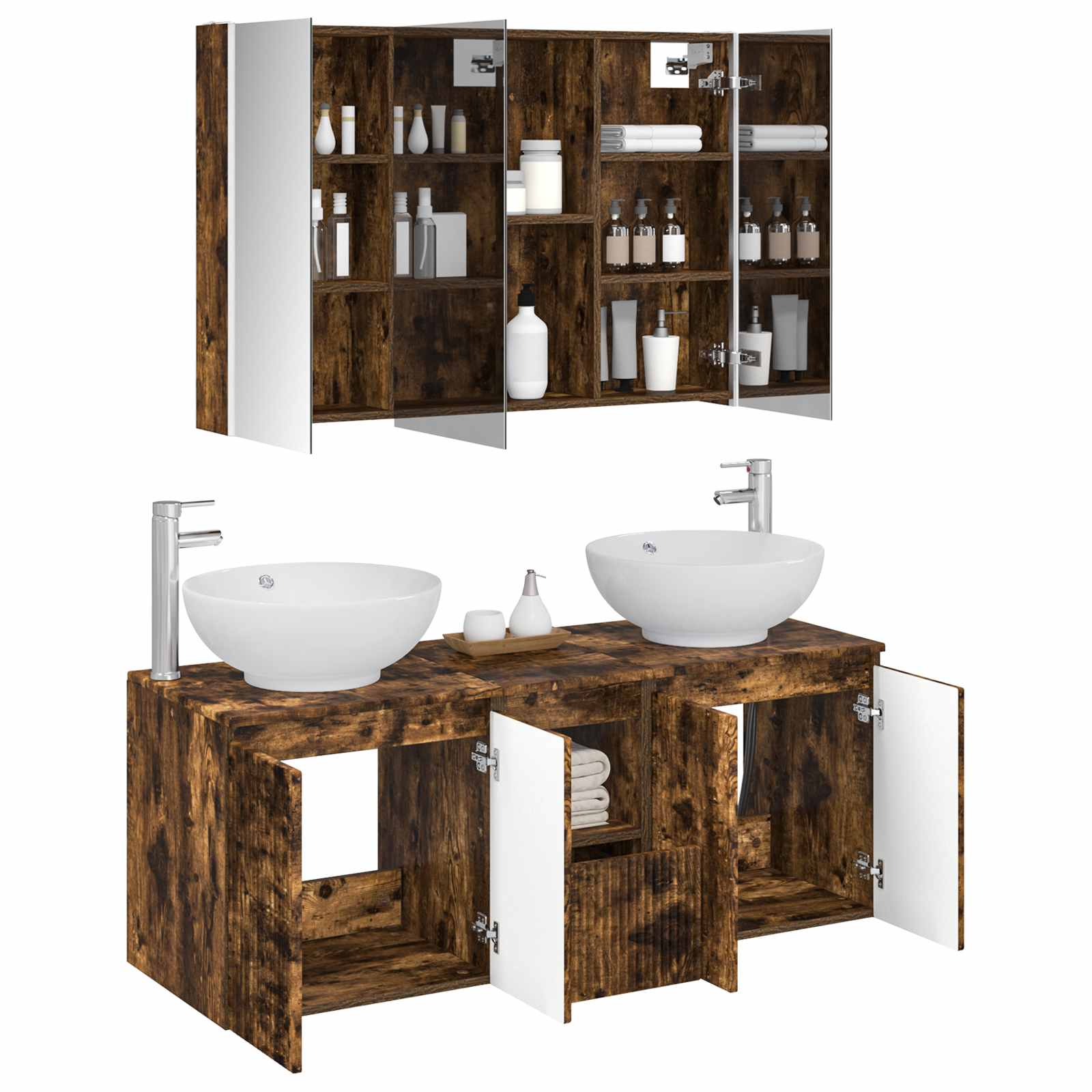Set ormarića za kupaonicu 4 pcs Dimljeni hrast
