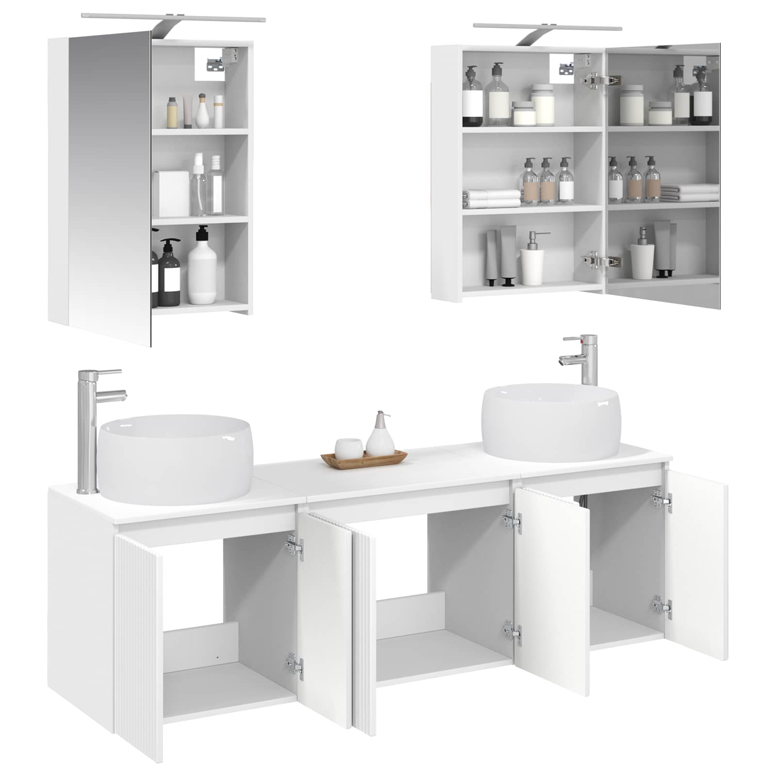 Set ormarića za kupaonicu 5 pcs Bijela Konstruirano drvo