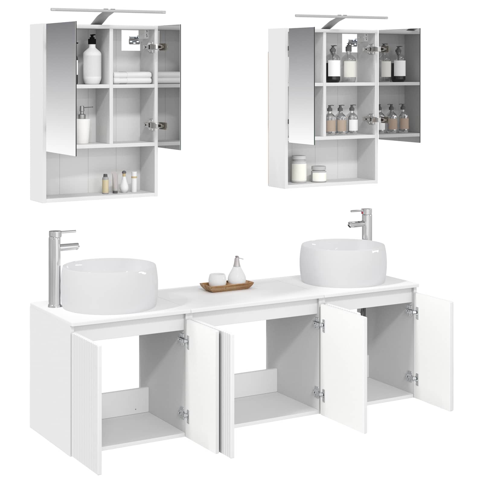Set ormarića za kupaonicu 5 pcs Bijela Konstruirano drvo