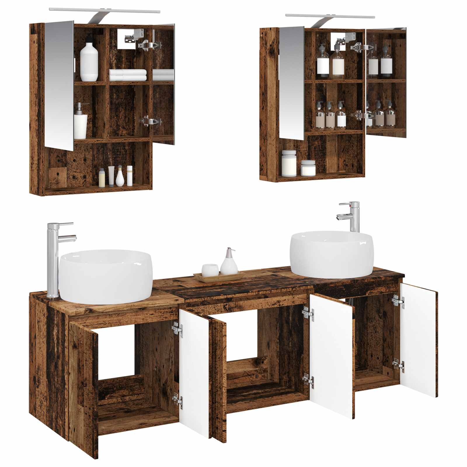 Set ormarića za kupaonicu 5 pcs Staro drvo Konstruirano drvo