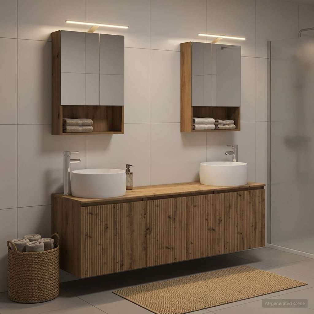 Set ormarića za kupaonicu 5 pcs Hrast artisan Konstruirano drvo