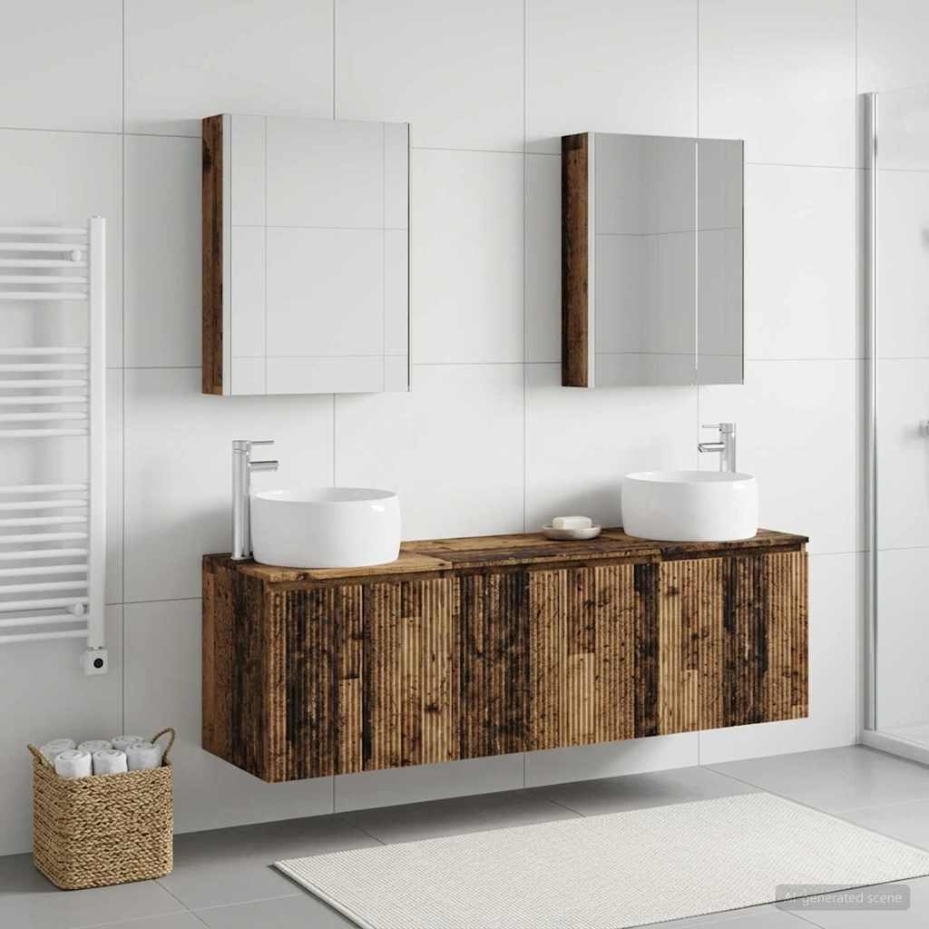 Set ormarića za kupaonicu 5 pcs Staro drvo Konstruirano drvo
