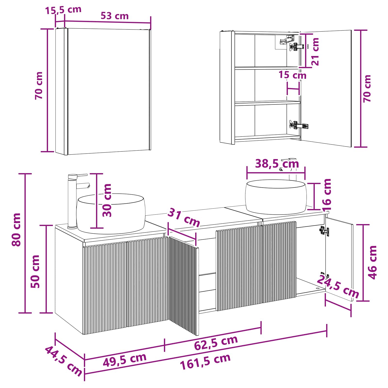 Set ormarića za kupaonicu 5 pcs Staro drvo Konstruirano drvo