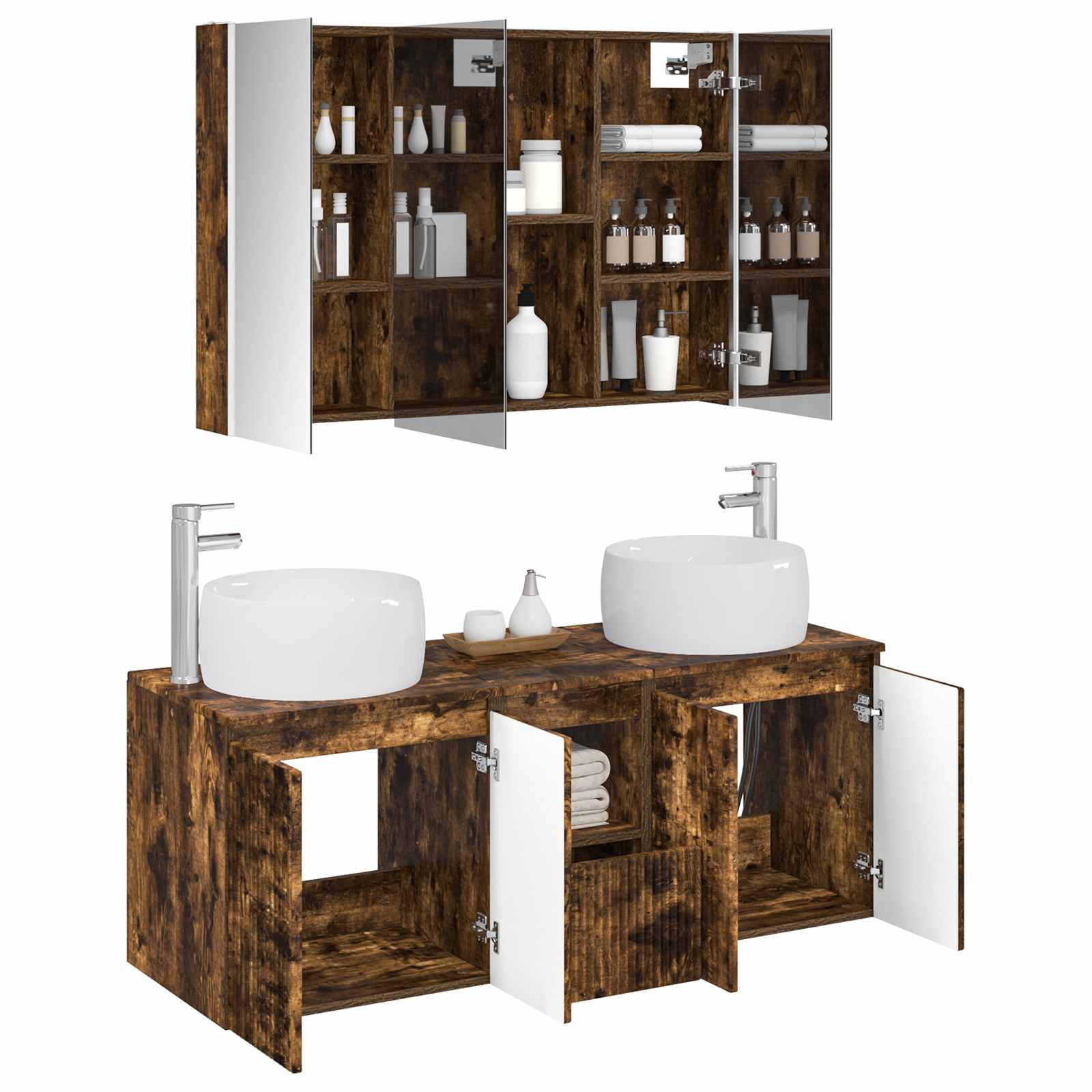 Set ormarića za kupaonicu 4 pcs Dimljeni hrast