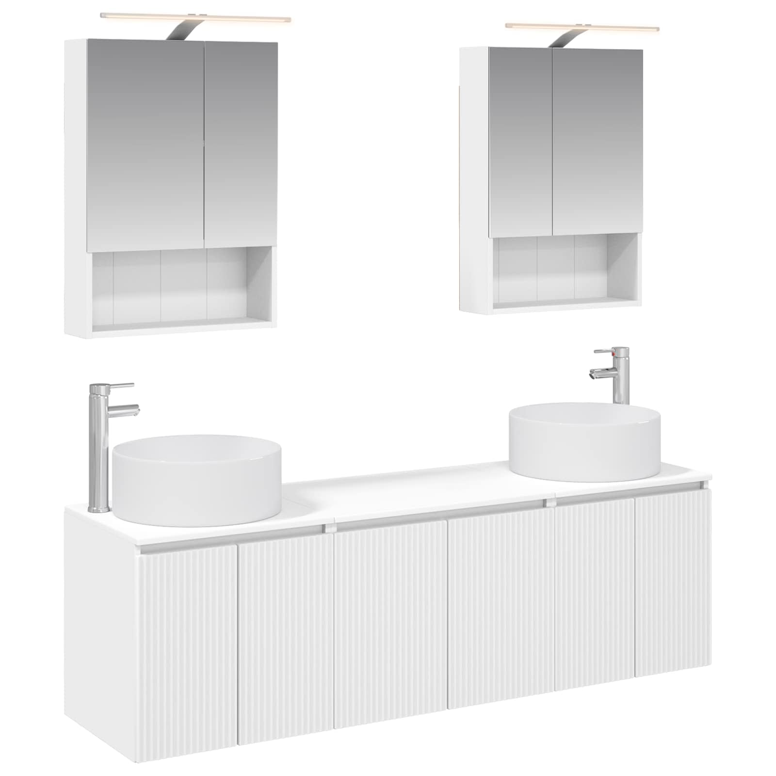 Set ormarića za kupaonicu 5 pcs Bijela Konstruirano drvo