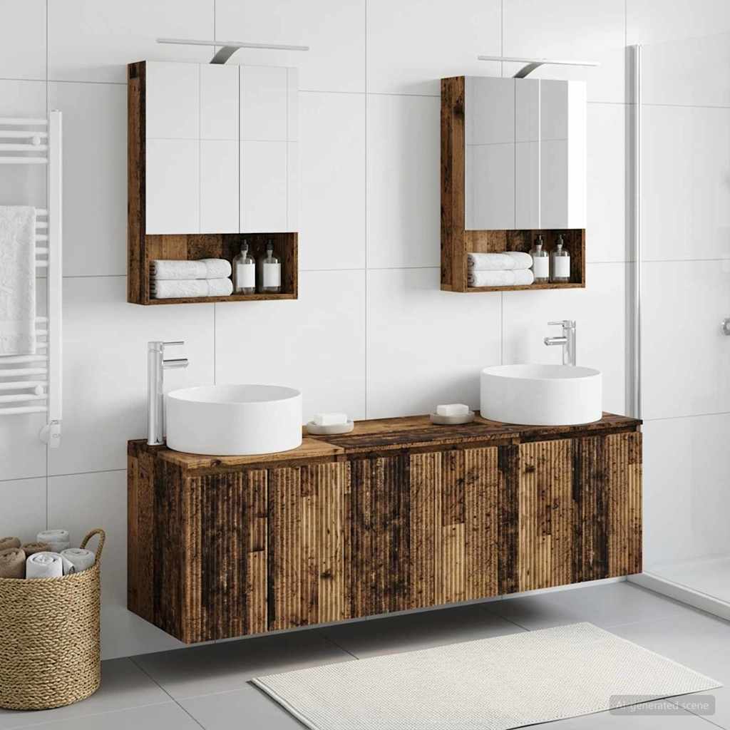 Set ormarića za kupaonicu 5 pcs Staro drvo Konstruirano drvo