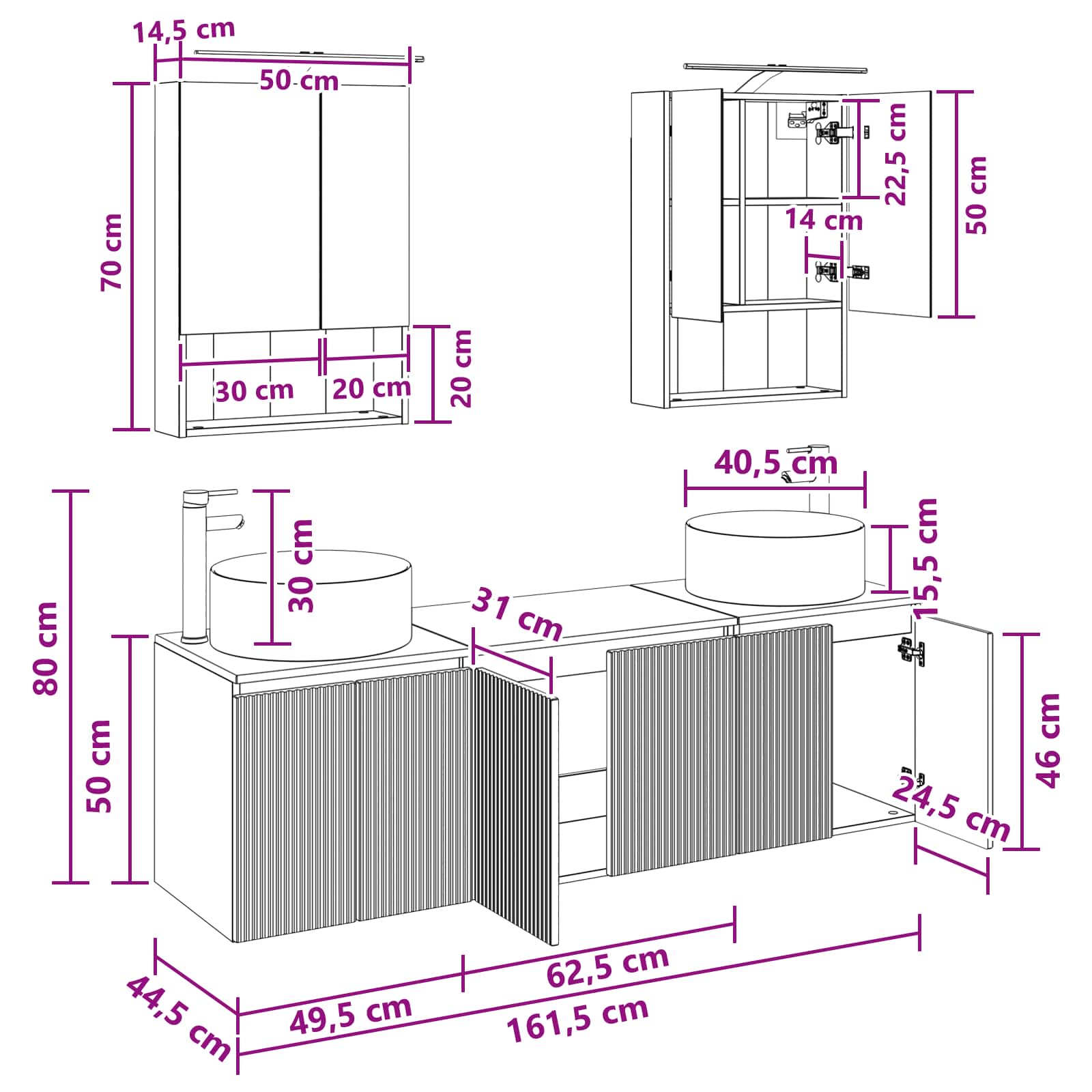 Set ormarića za kupaonicu 5 pcs Staro drvo Konstruirano drvo