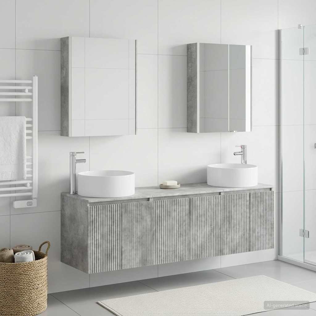 Set ormarića za kupaonicu 5 pcs Betonska siva Konstruirano drvo