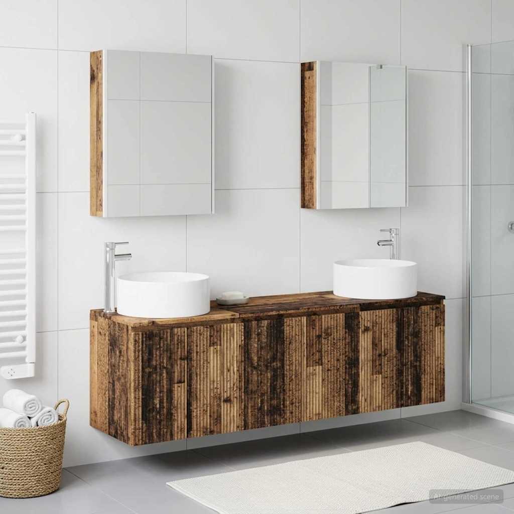 Set ormarića za kupaonicu 5 pcs Staro drvo Konstruirano drvo