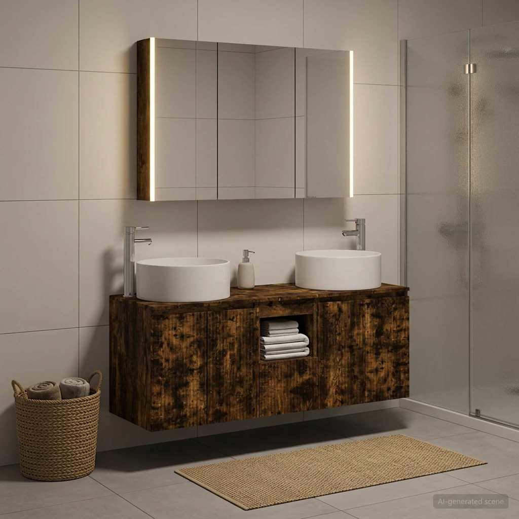 Set ormarića za kupaonicu 4 pcs Dimljeni hrast