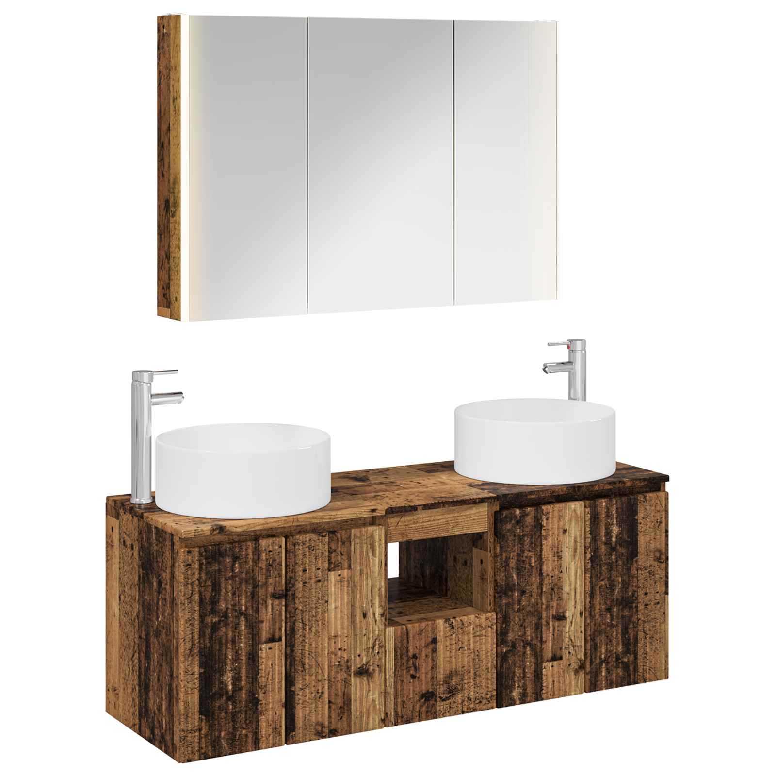 Set ormarića za kupaonicu 4 pcs Staro drvo 103,5 x 15,5 x 70 cm