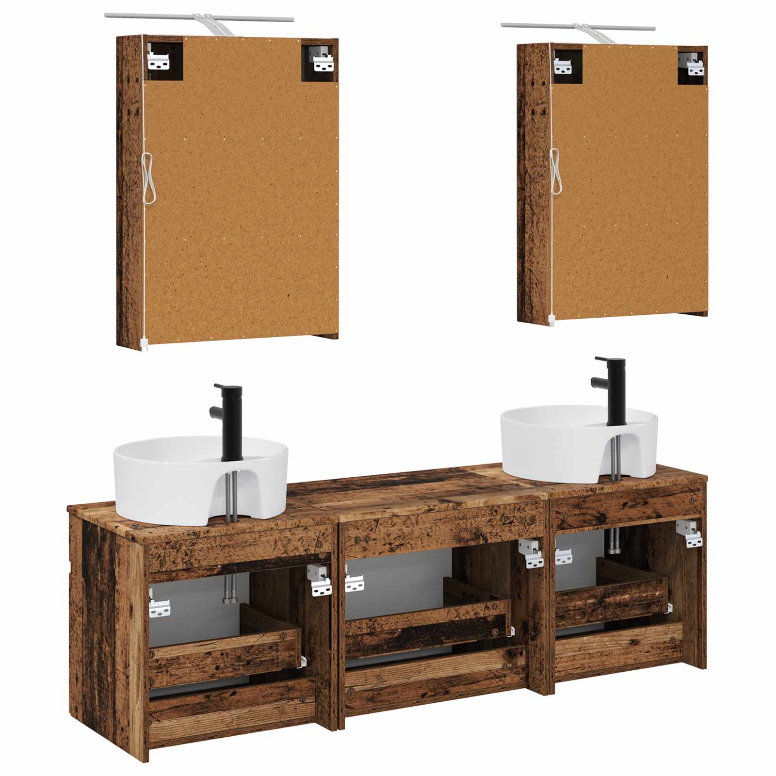 Set ormarića za kupaonicu 5 pcs Staro drvo 50 x 14,5 x 70 cm