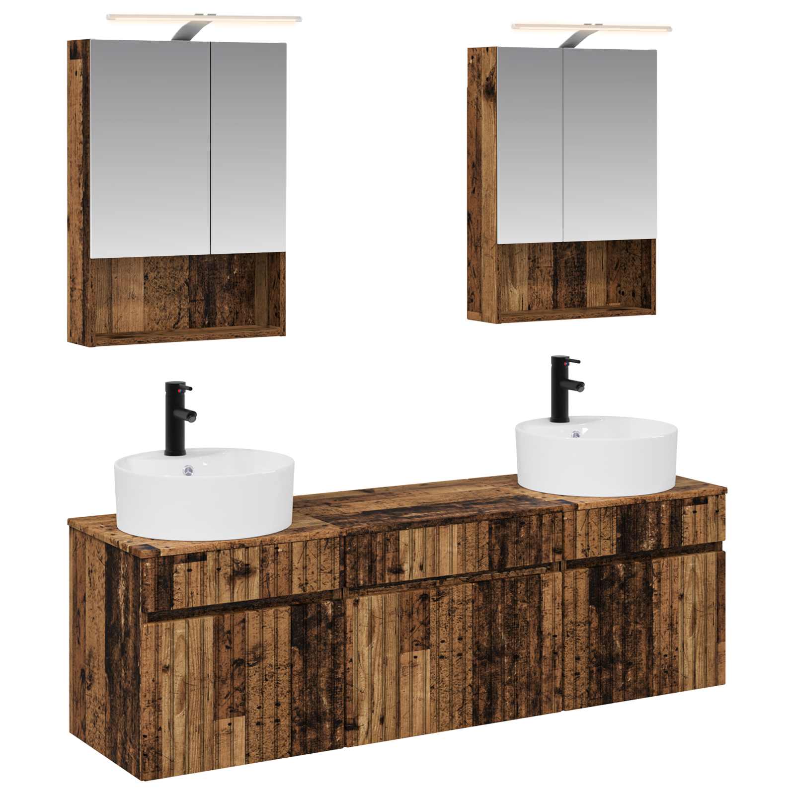 Set ormarića za kupaonicu 5 pcs Staro drvo Konstruirano drvo