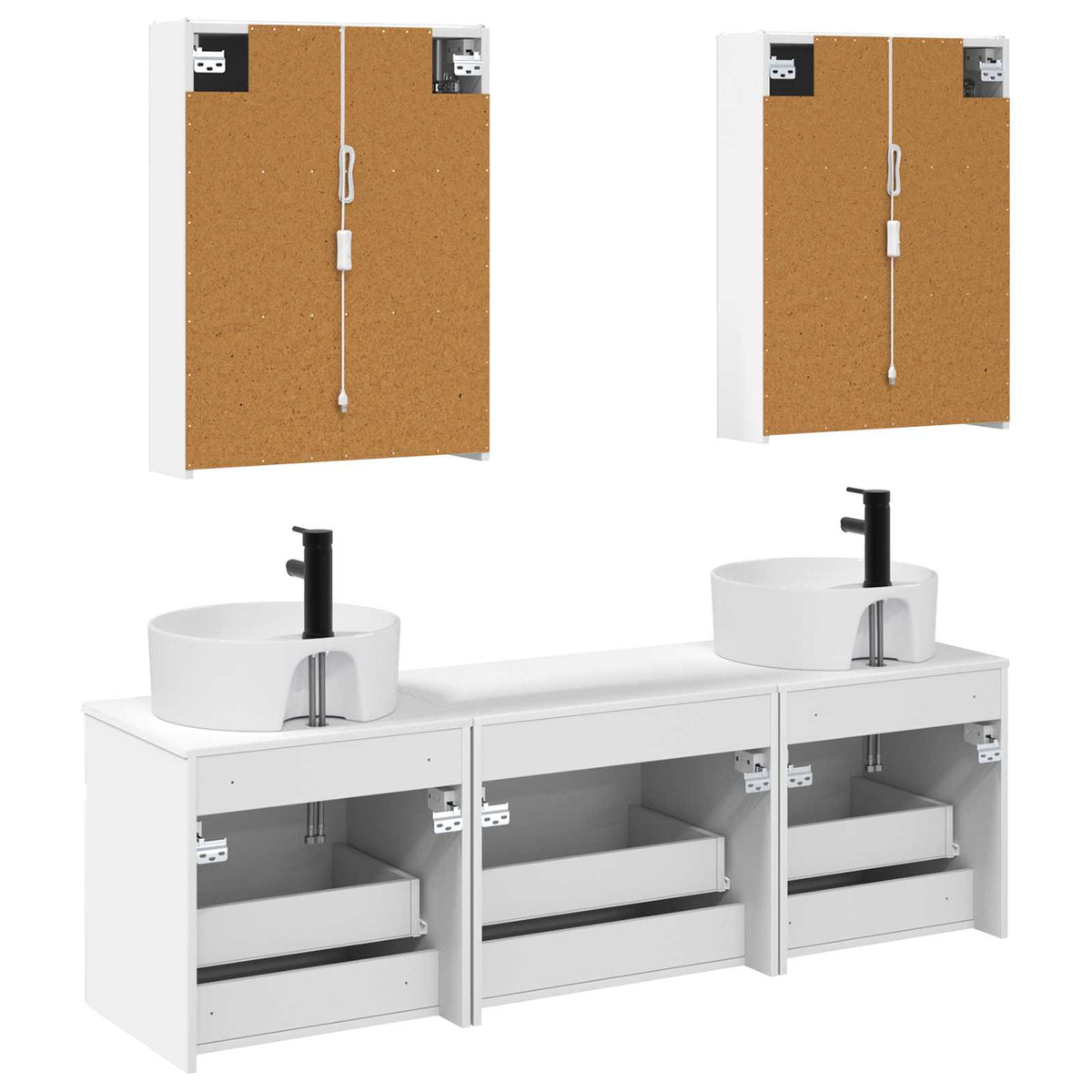 Set ormarića za kupaonicu 5 pcs Bijela 53 x 15,5 x 70 cm