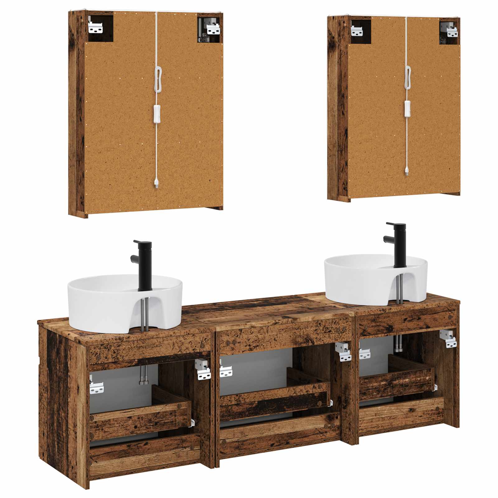 Set ormarića za kupaonicu 5 pcs Staro drvo 53 x 15,5 x 70 cm