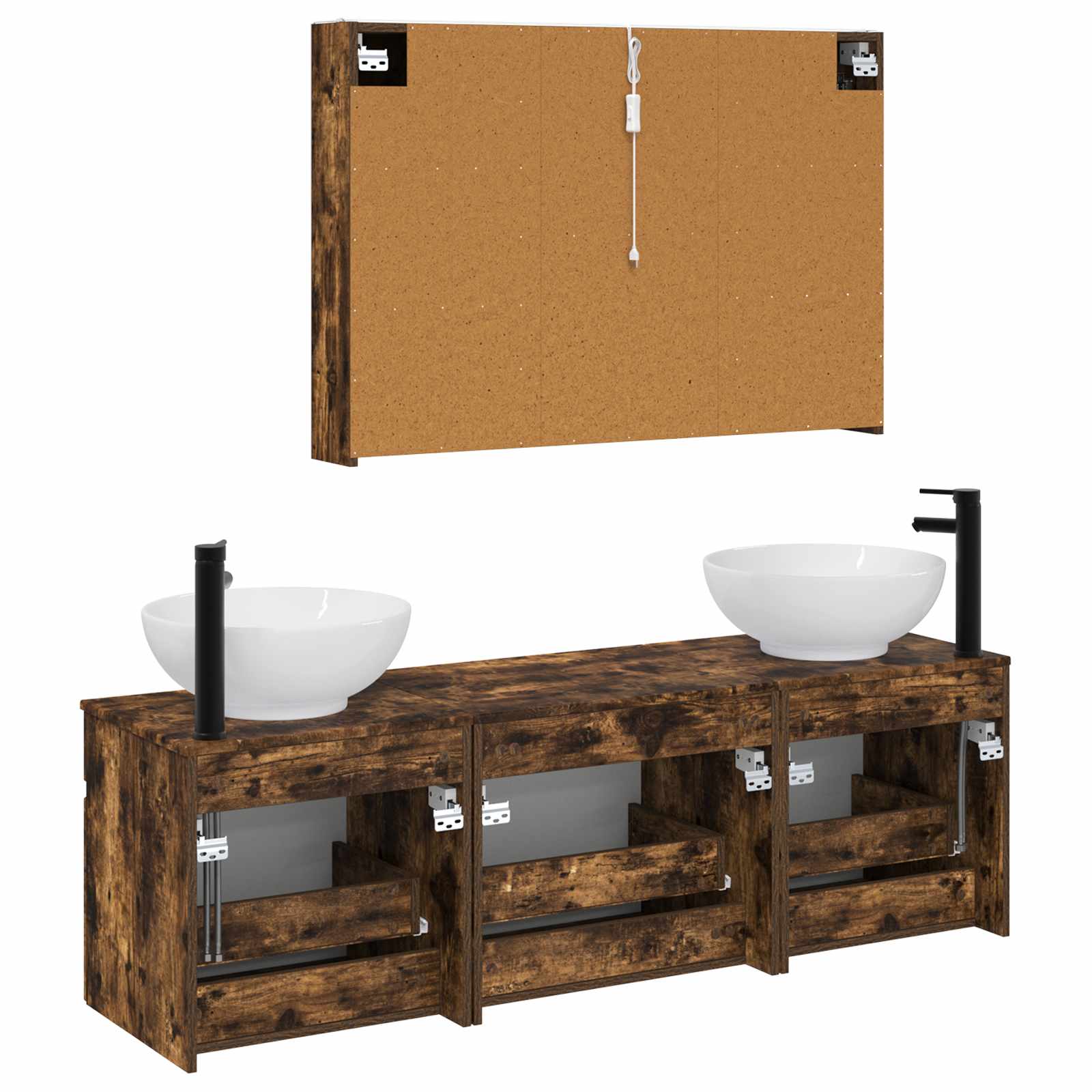 Set ormarića za kupaonicu 4 pcs Dimljeni hrast