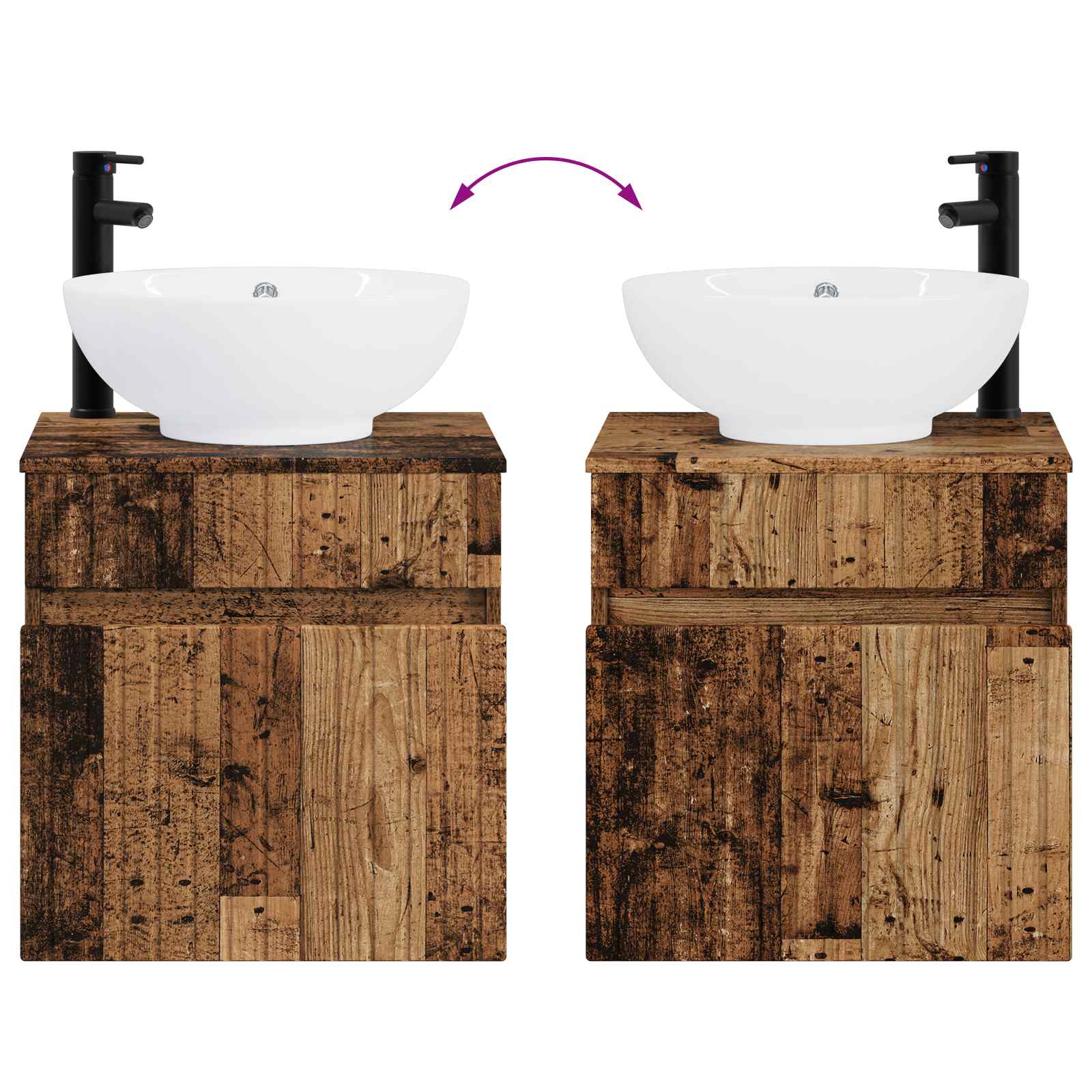 Set ormarića za kupaonicu 4 pcs Staro drvo 103,5 x 15,5 x 70 cm