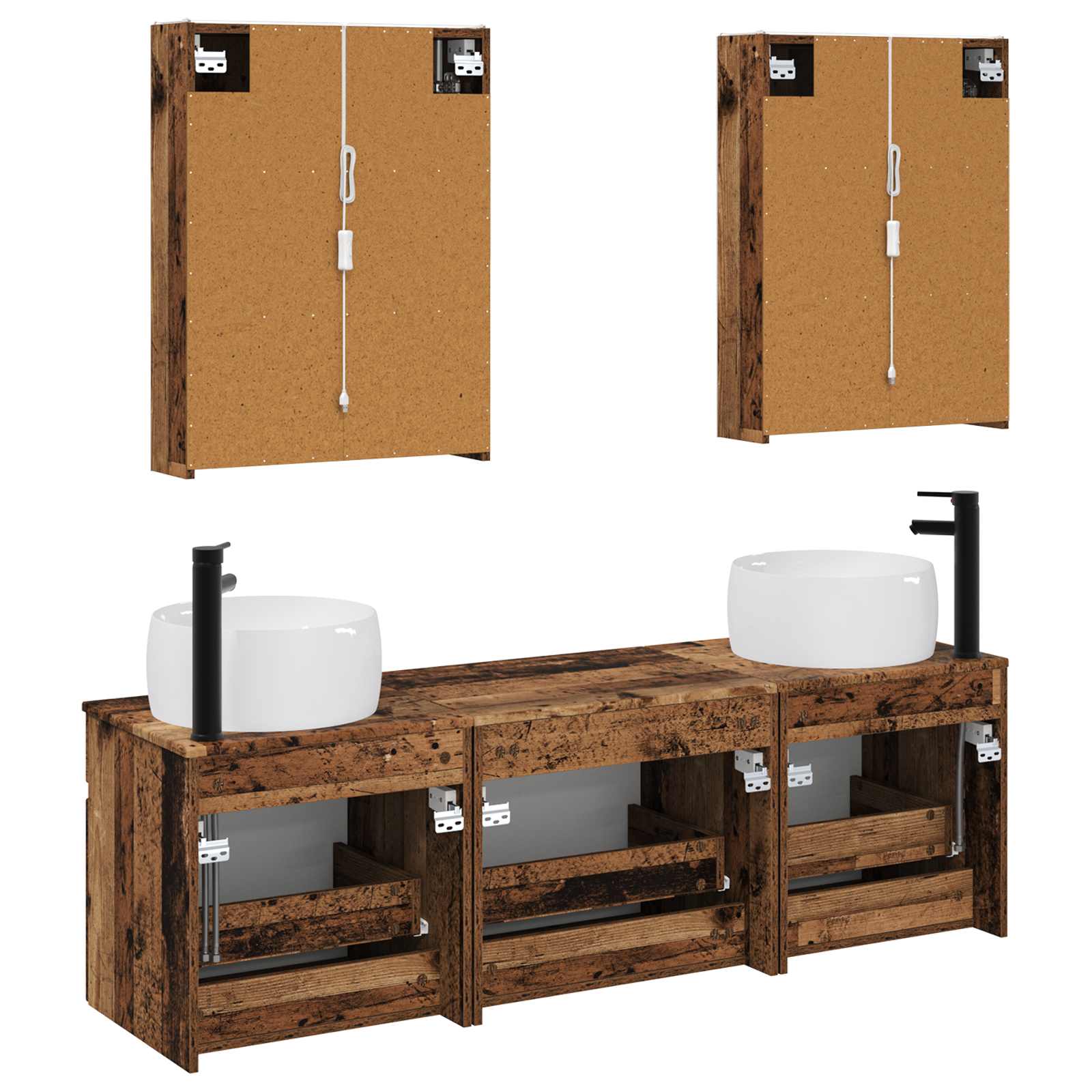 Set ormarića za kupaonicu 5 pcs Staro drvo 53 x 15,5 x 70 cm