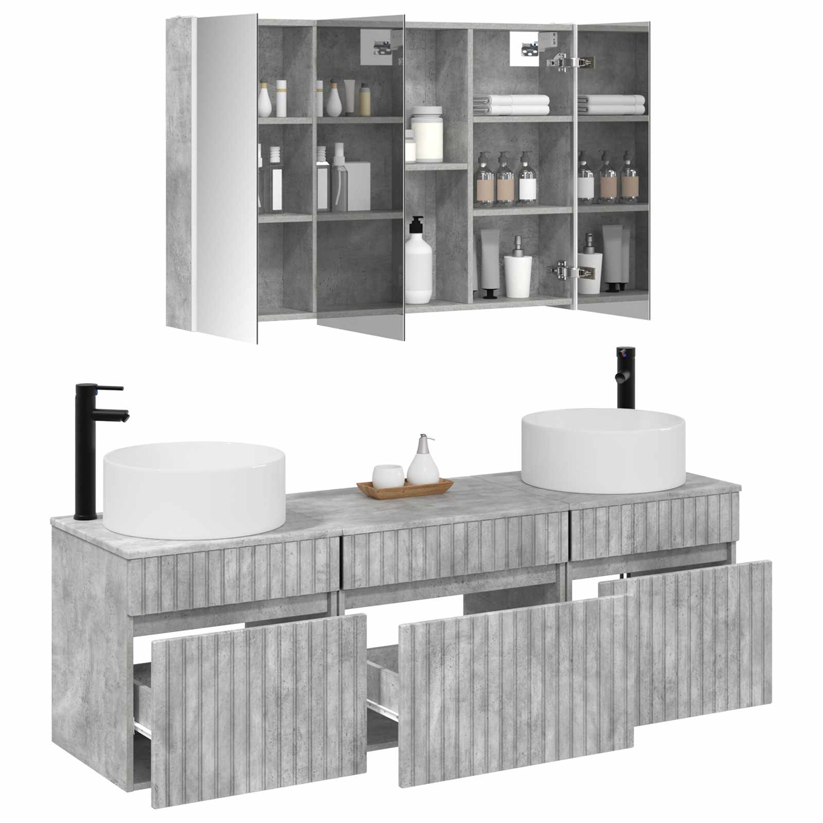 Set ormarića za kupaonicu 4 pcs Betonska siva