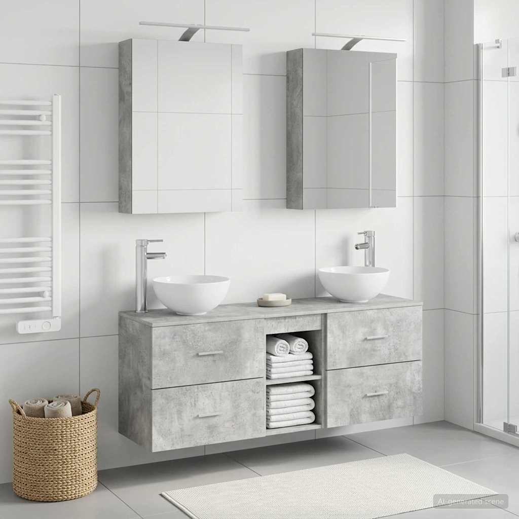 Set ormarića za kupaonicu 5 kom. Betonska siva