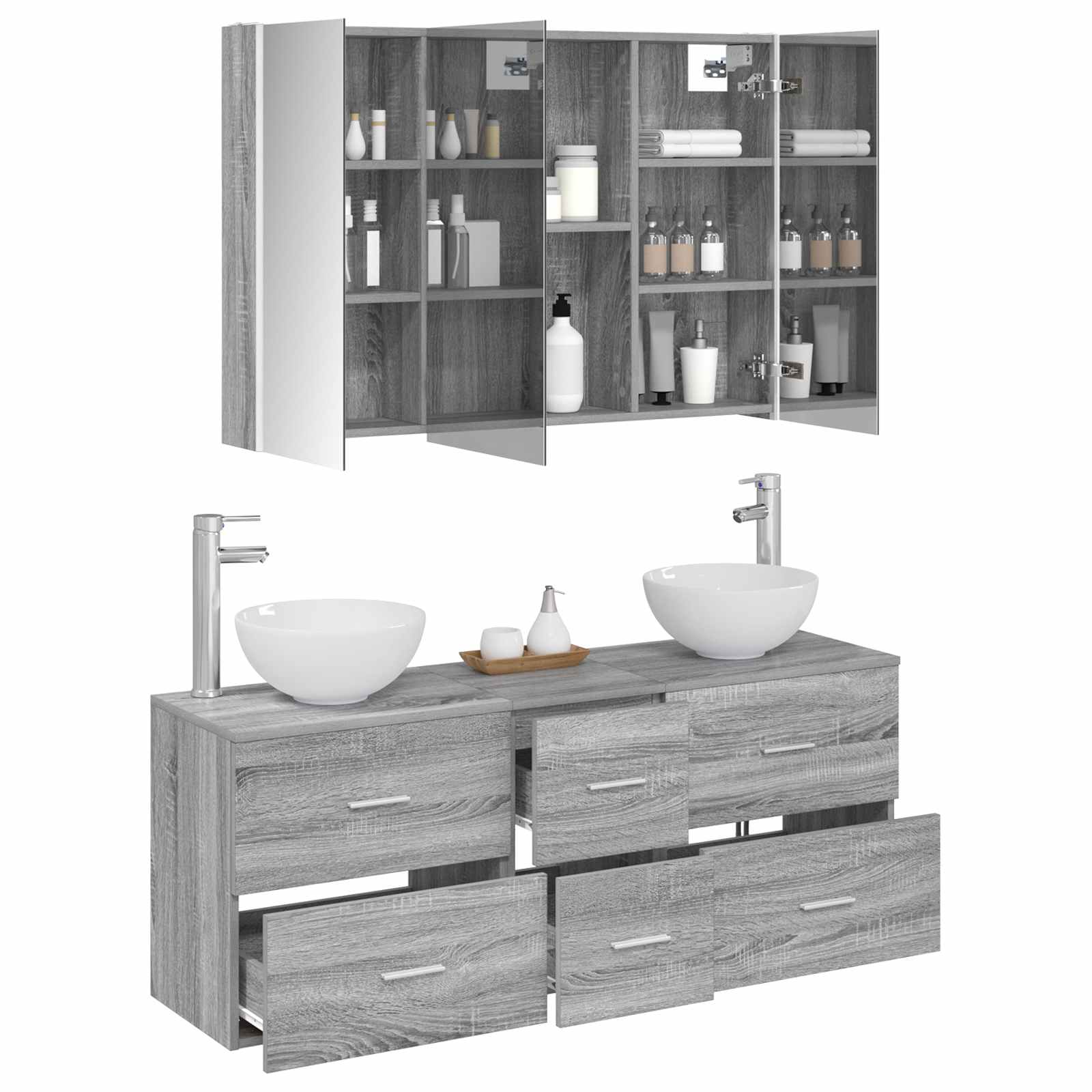 Set namještaja za kupaonicu 4 pcs Siva Sonoma