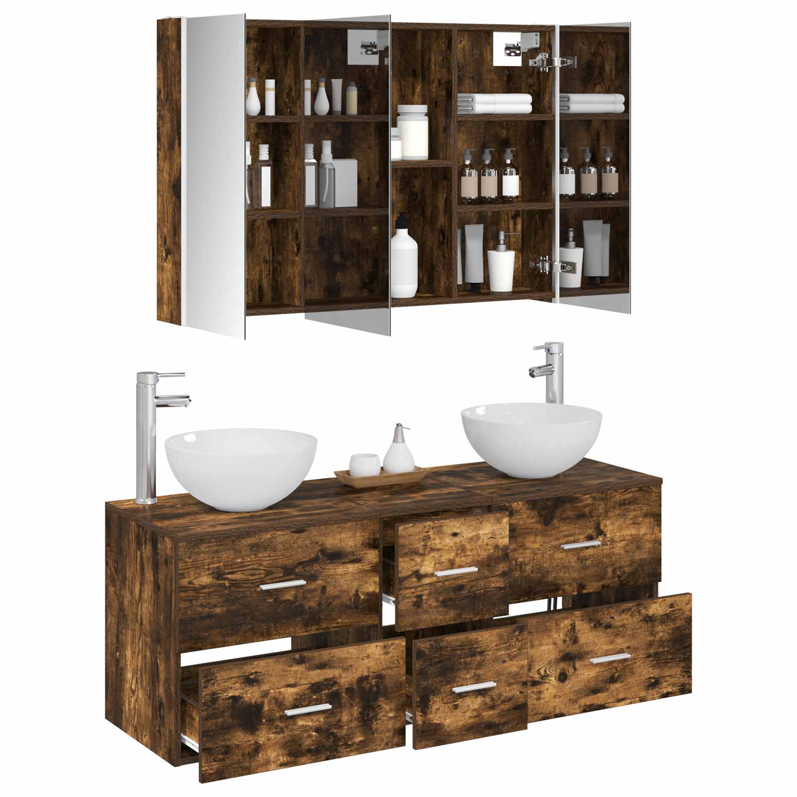 Set namještaja za kupaonicu 4 pcs Dimljeni hrast