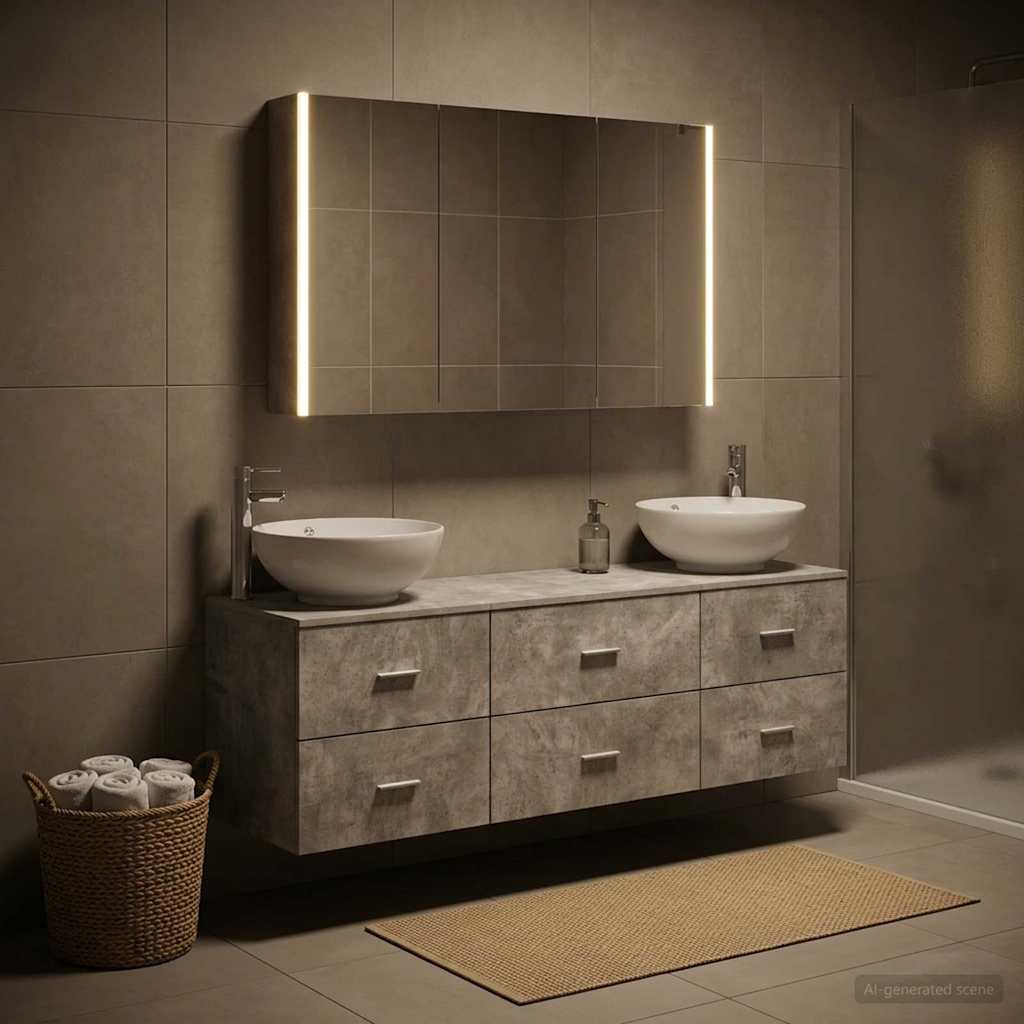 Set namještaja za kupaonicu 4 kom. Betonska siva