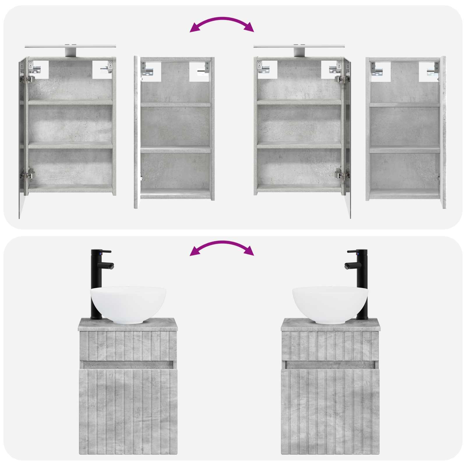 Set ormarića za kupaonicu 5 pcs Betonska siva