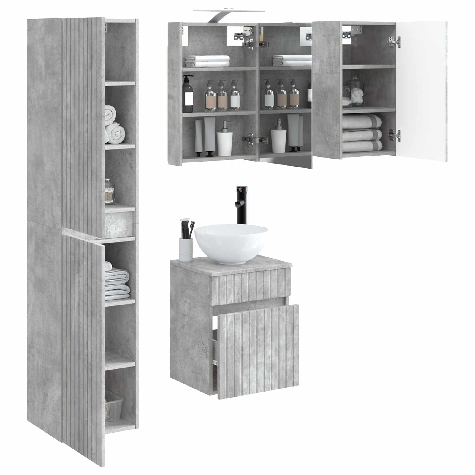 Set ormarića za kupaonicu 5 pcs Betonska siva