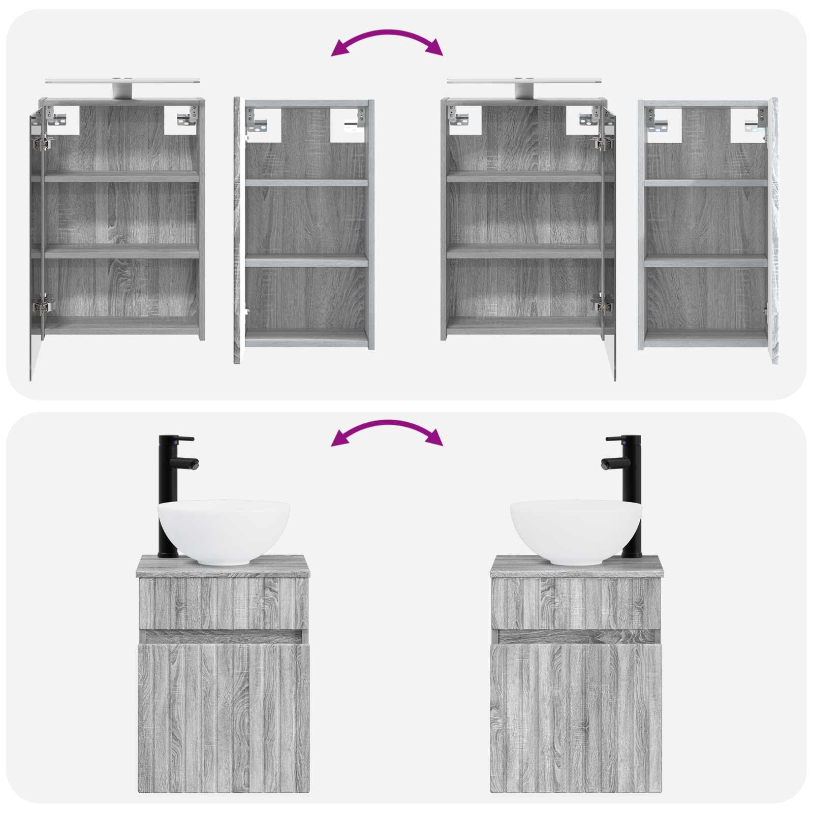 Set ormarića za kupaonicu 5 pcs Siva Sonoma 43 x 16 x 62,5 cm