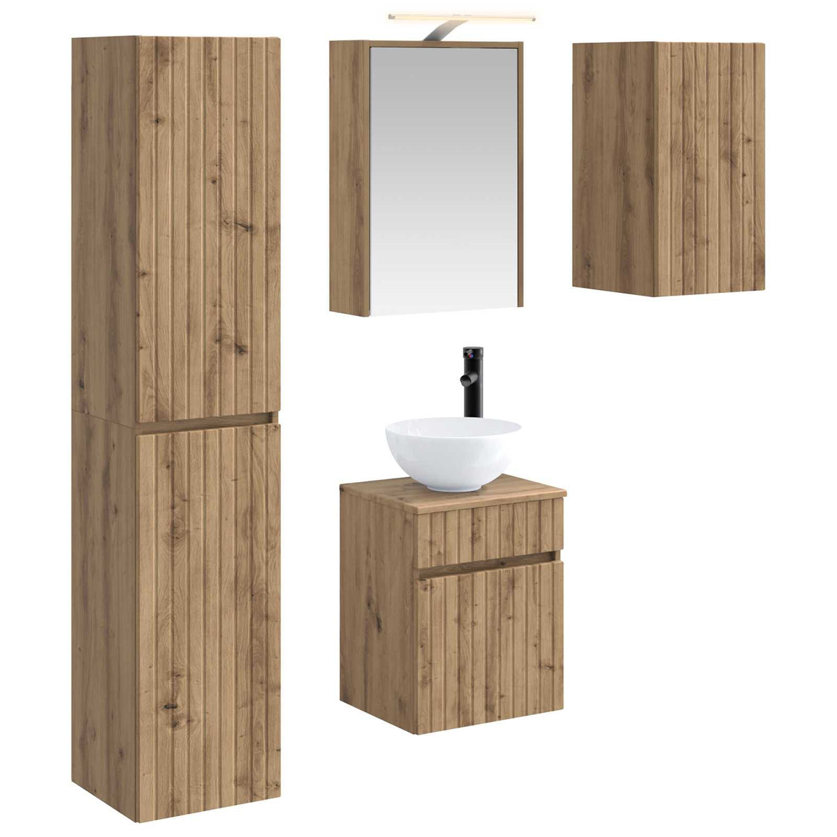 Set ormarića za kupaonicu 5 pcs Hrast artisan 43 x 16 x 62,5 cm