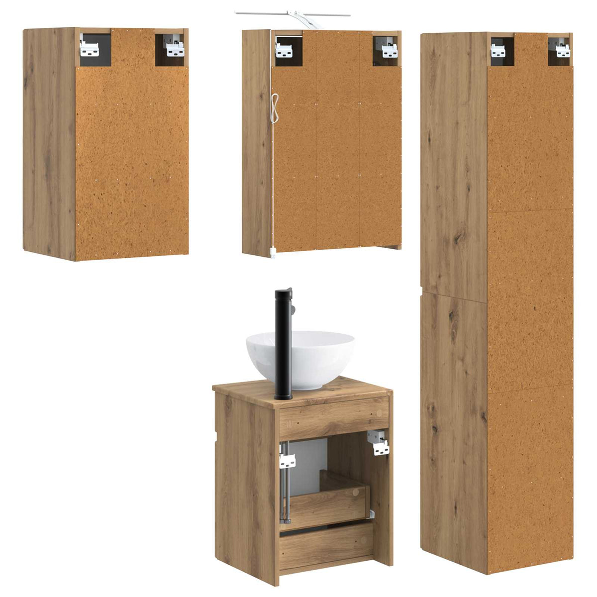 Set ormarića za kupaonicu 5 pcs Hrast artisan 43 x 16 x 62,5 cm