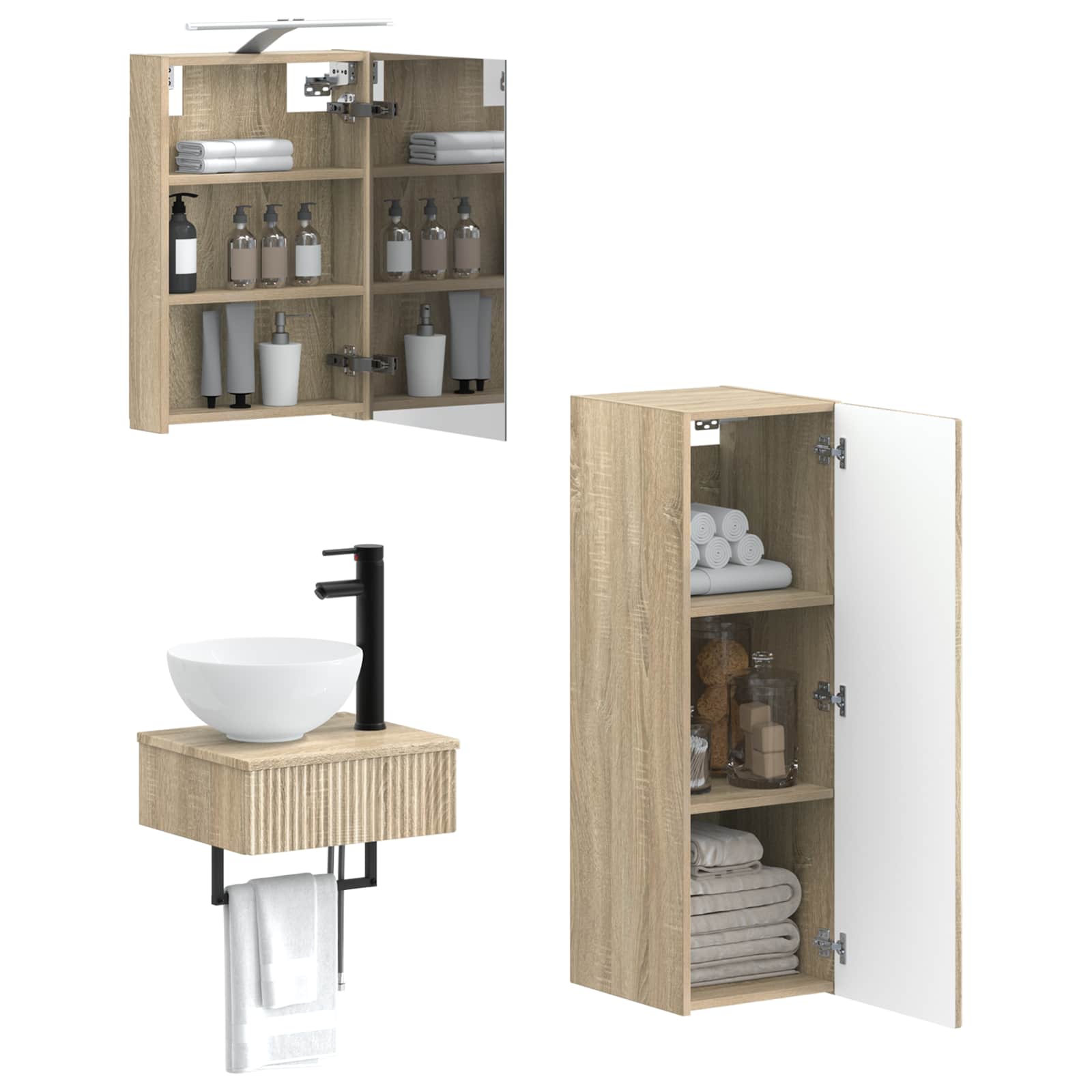 Set ormarića za kupaonicu 4 pcs Hrast sonoma