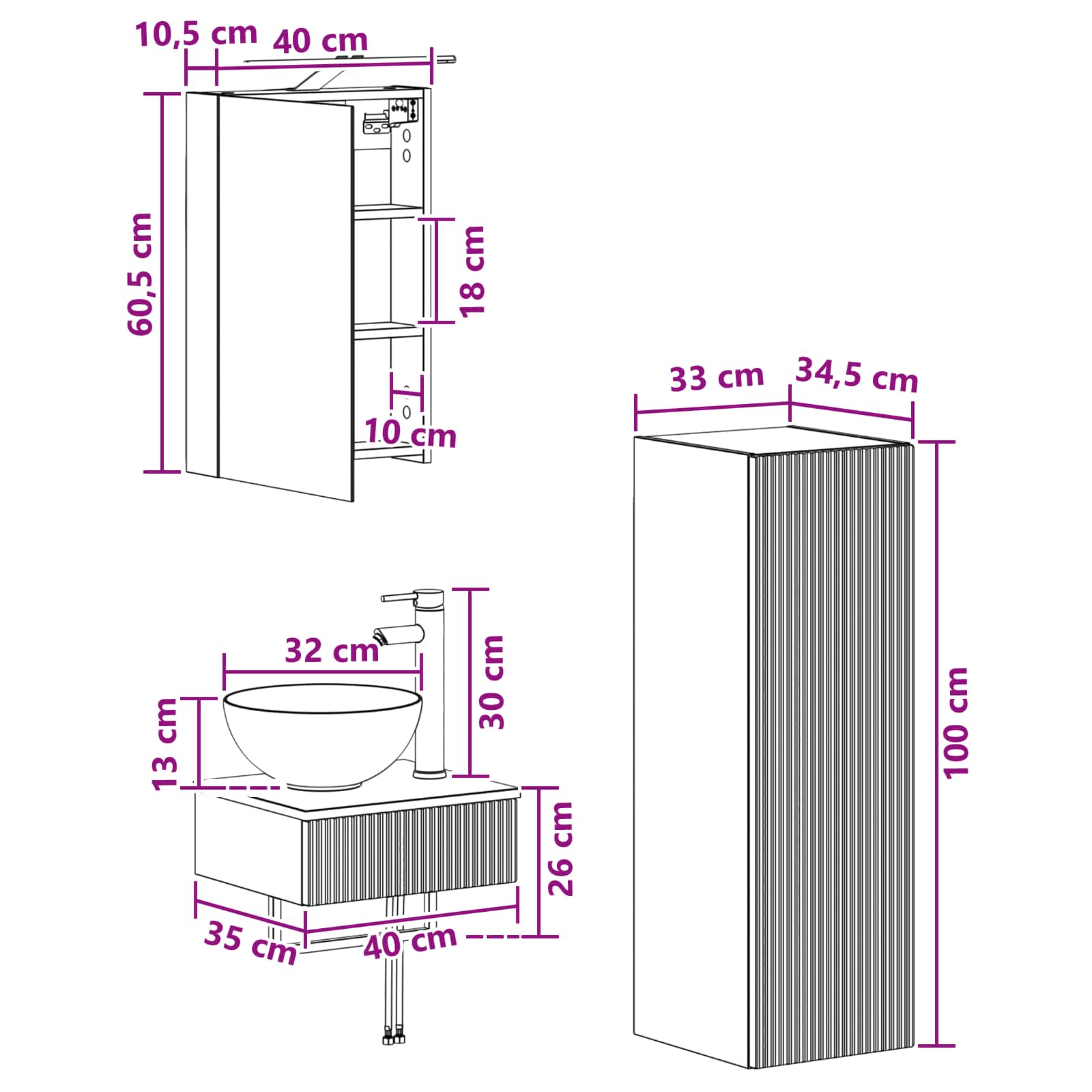 Set ormarića za kupaonicu 4 pcs Hrast sonoma