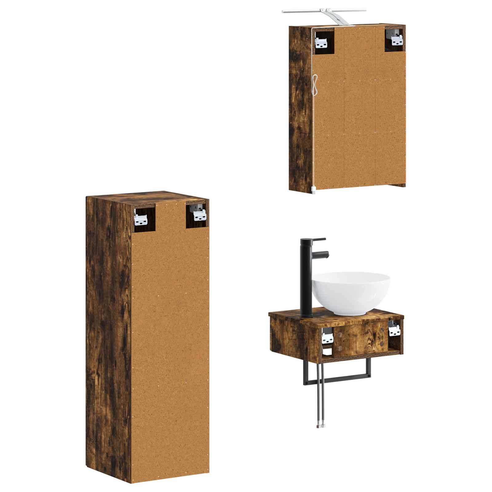 Set ormarića za kupaonicu 4 pcs Dimljeni hrast
