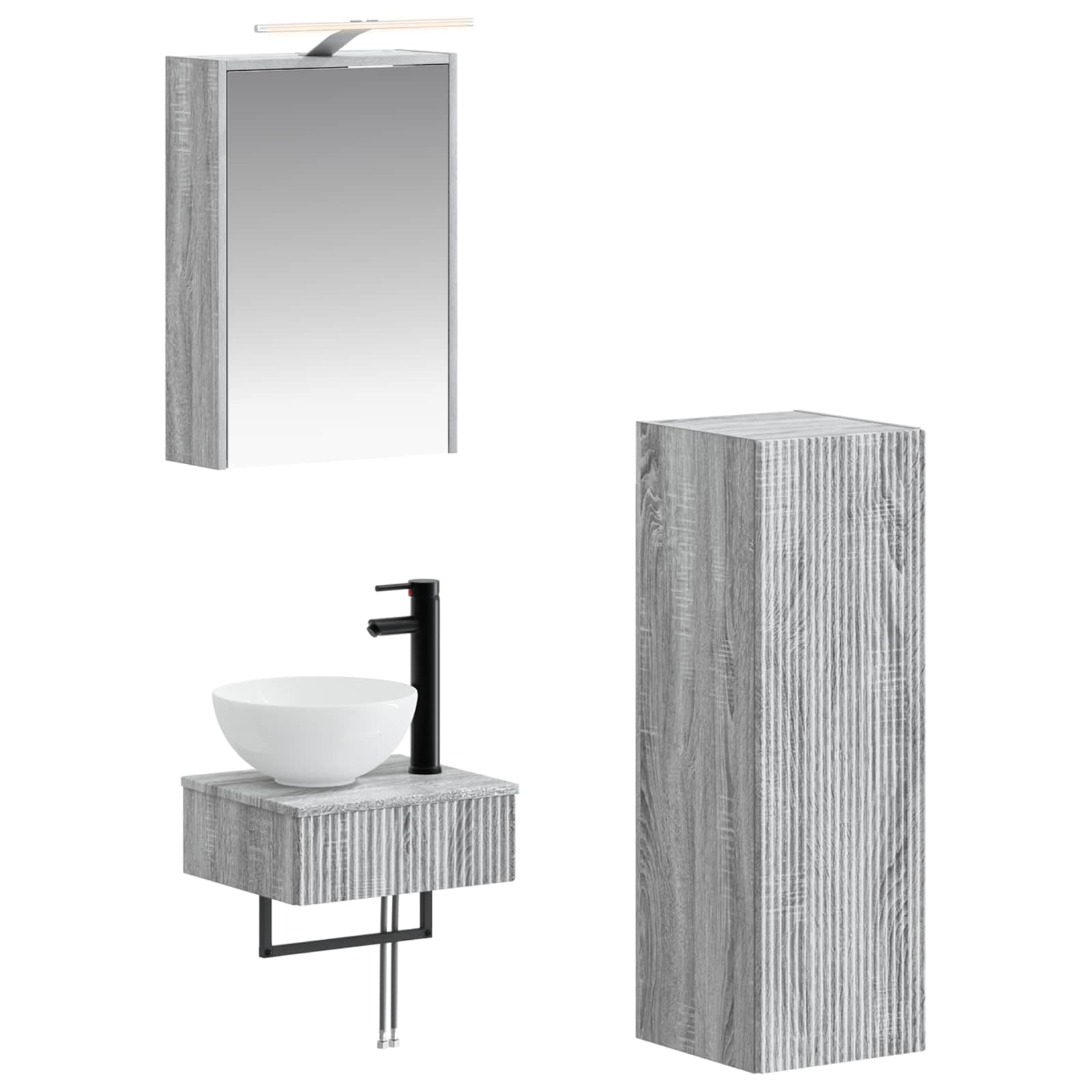 Set ormarića za kupaonicu 4 pcs Siva Sonoma 43 x 16 x 62,5 cm