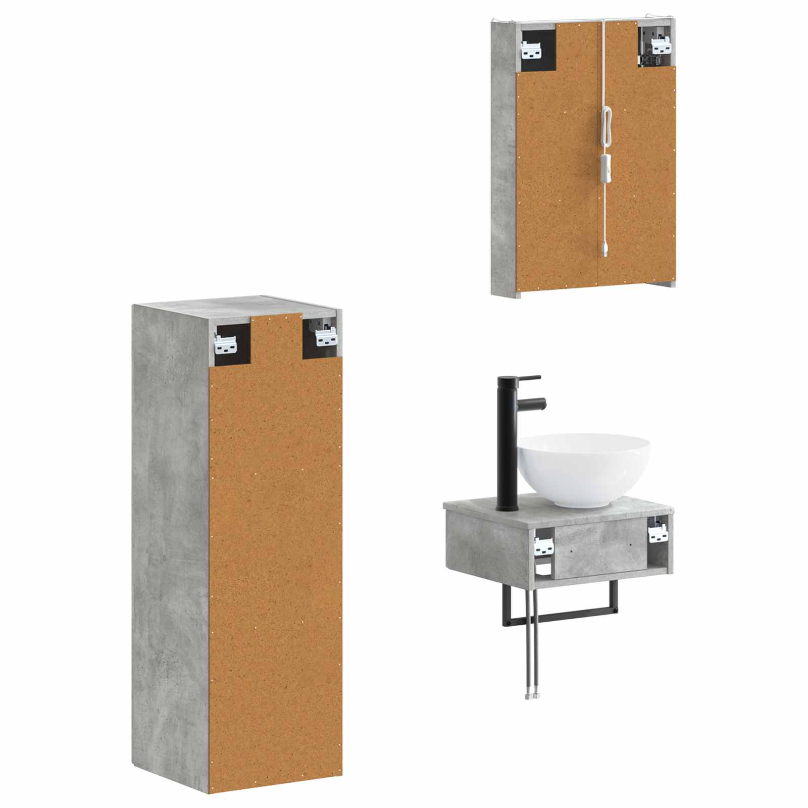 Set ormarića za kupaonicu 4 pcs Betonska siva