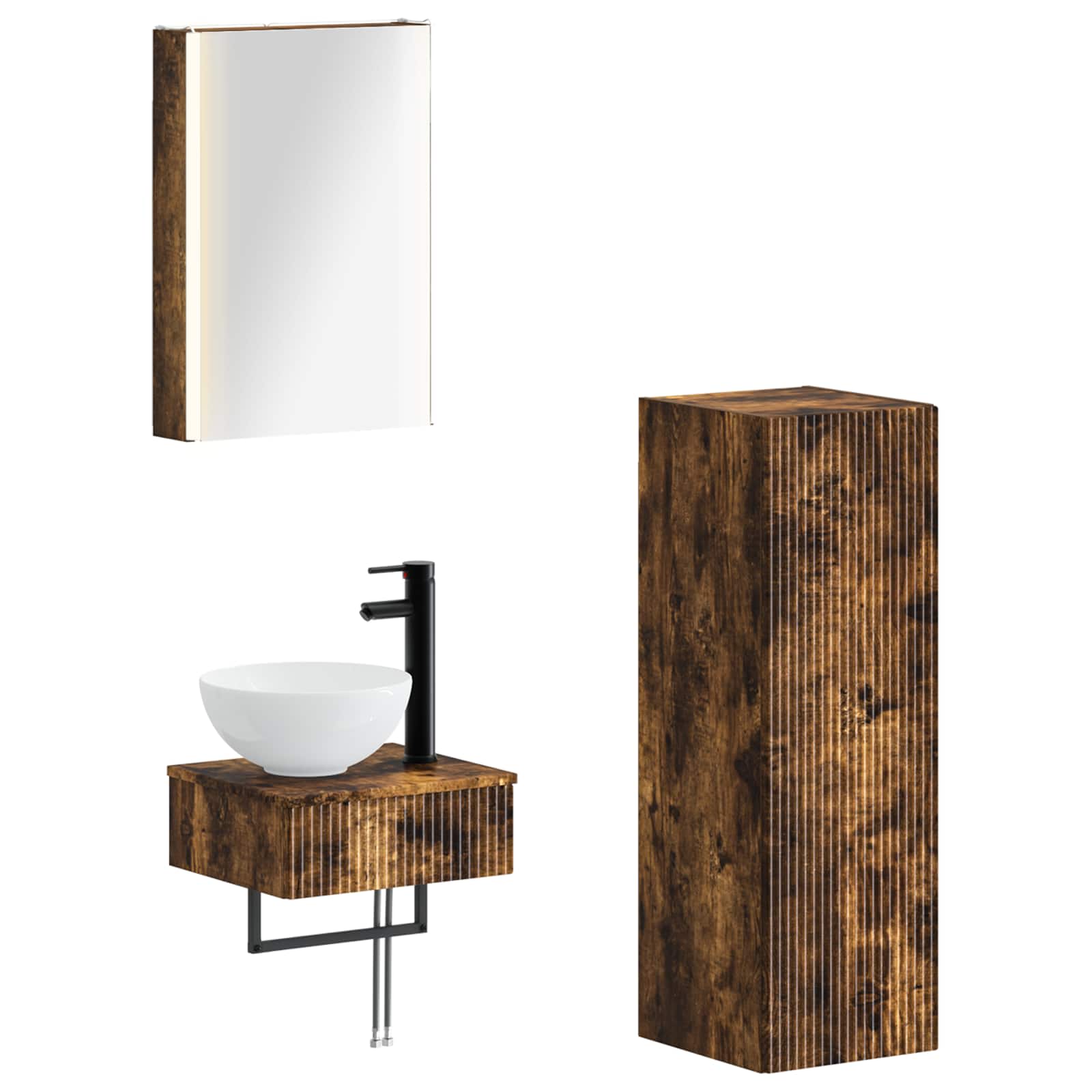 Set ormarića za kupaonicu 4 pcs Dimljeni hrast
