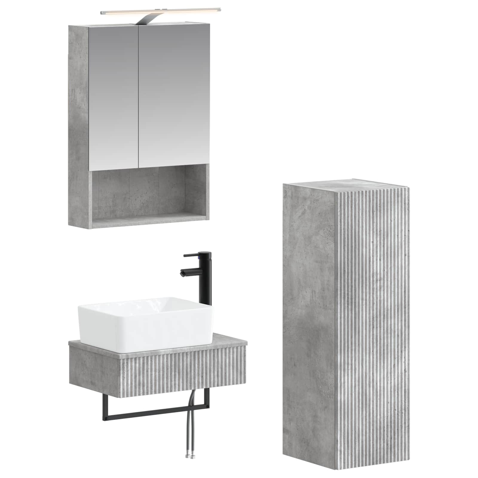 Set ormarića za kupaonicu 4 pcs Betonska siva 50 x 14,5 x 70 cm