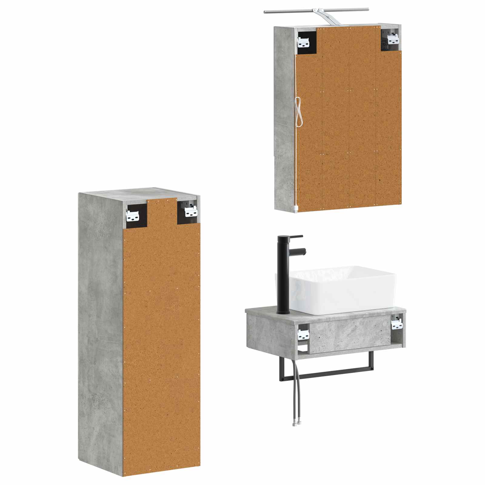 Set ormarića za kupaonicu 4 pcs Betonska siva 50 x 14,5 x 70 cm