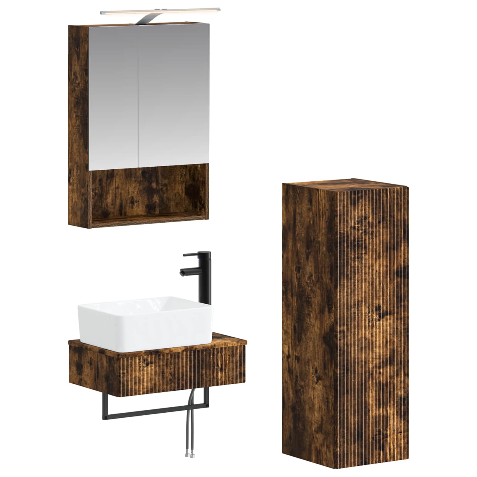 Set ormarića za kupaonicu 4 pcs Dimljeni hrast