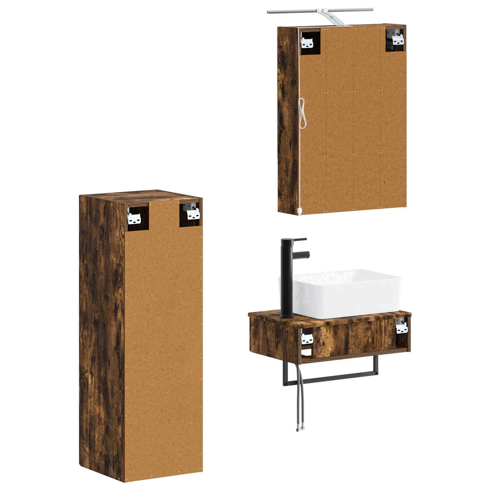 Set ormarića za kupaonicu 4 pcs Dimljeni hrast