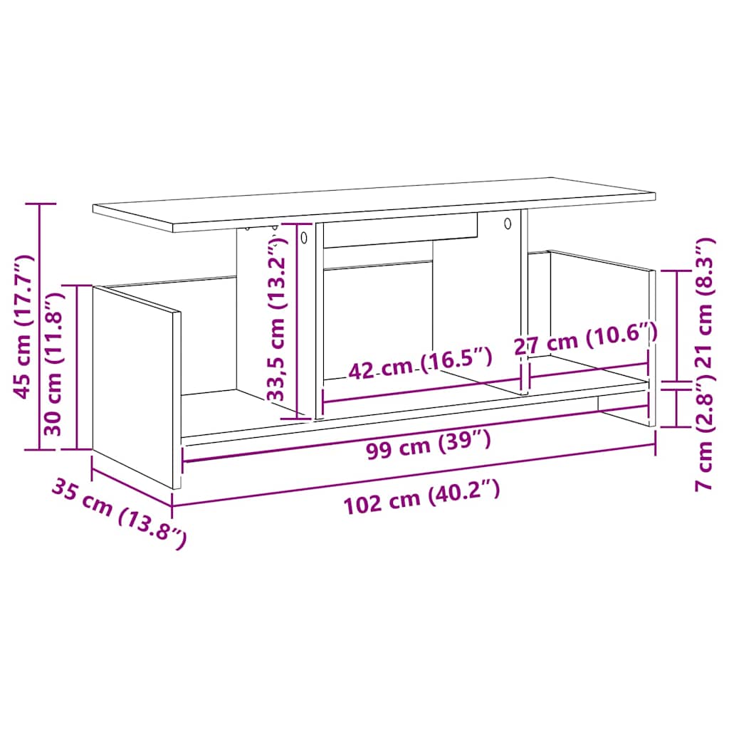 TV stalak Bijelo 102 x 35 x 45 cm Konstruirano drvo