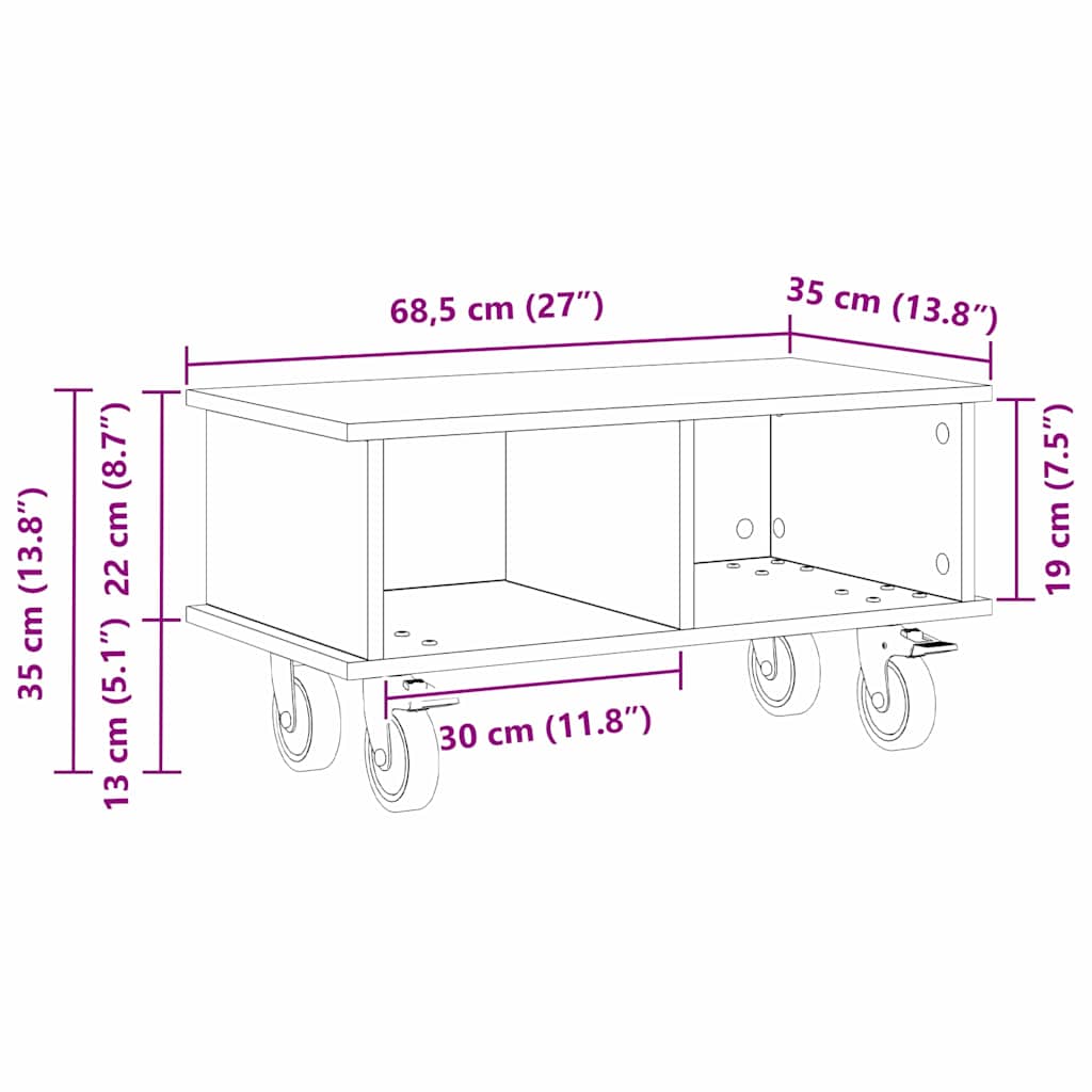 TV stalak Crni hrast 68,5 x 35 x 35 cm Konstruirano drvo