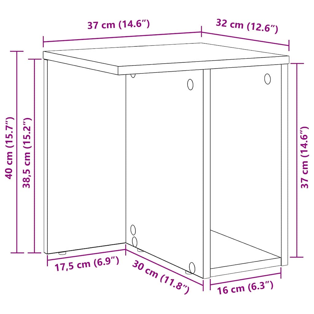 Konačna Stolić 2 pcs Umjetnički hrast 37 x 32 x 40 cm