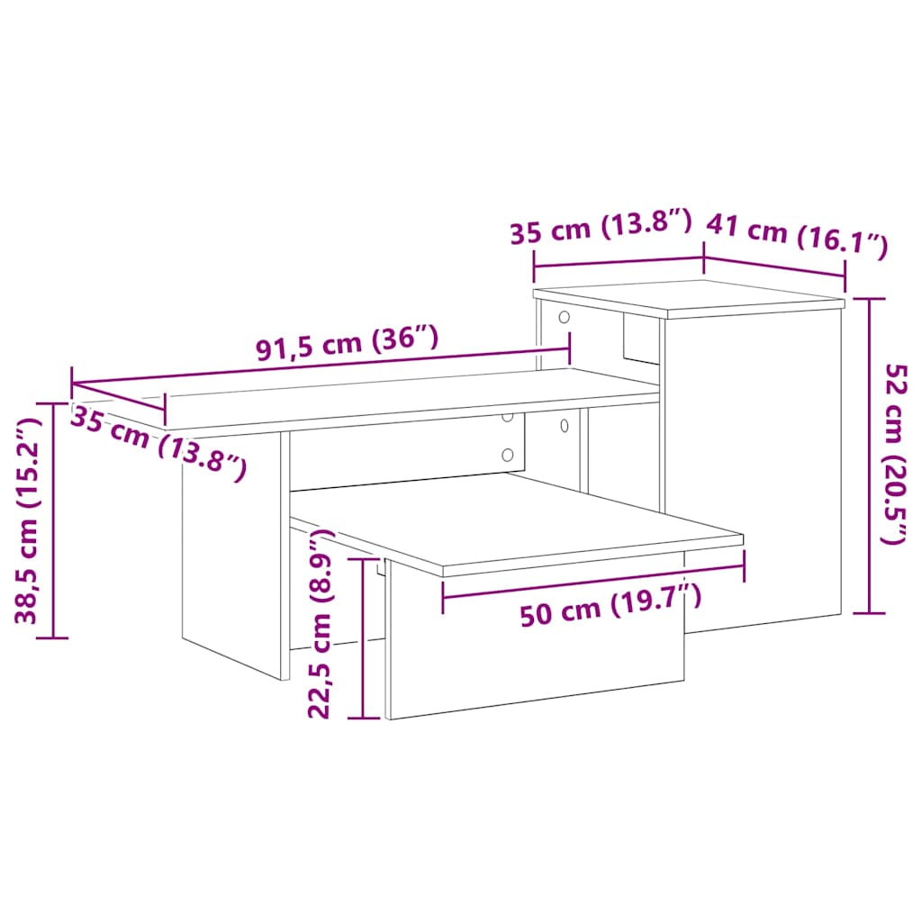 Konzolna stolica Bijelo 91,5 x 35 x 38,5 cm Konstruirano drvo