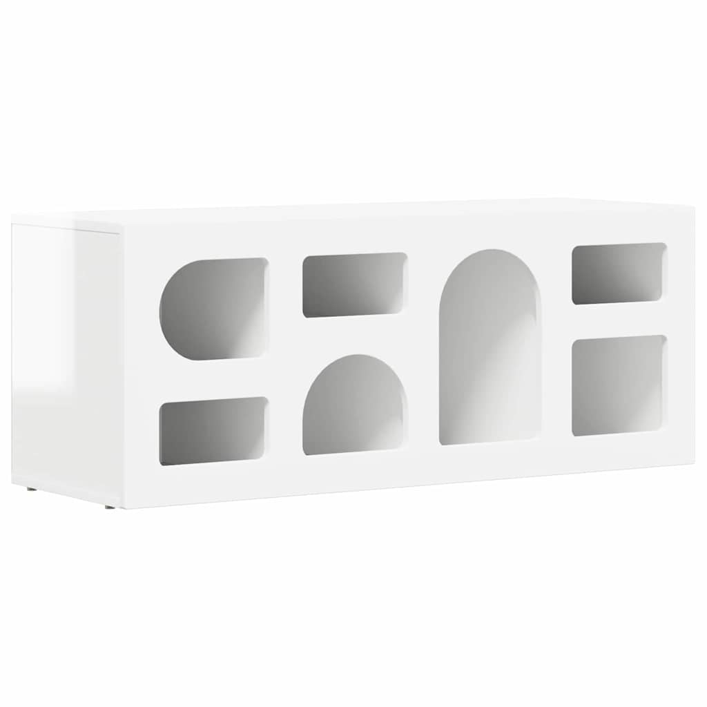 TV ormar Visoki sjaj bijela 100 x 35 x 40 cm Konstruirano drvo