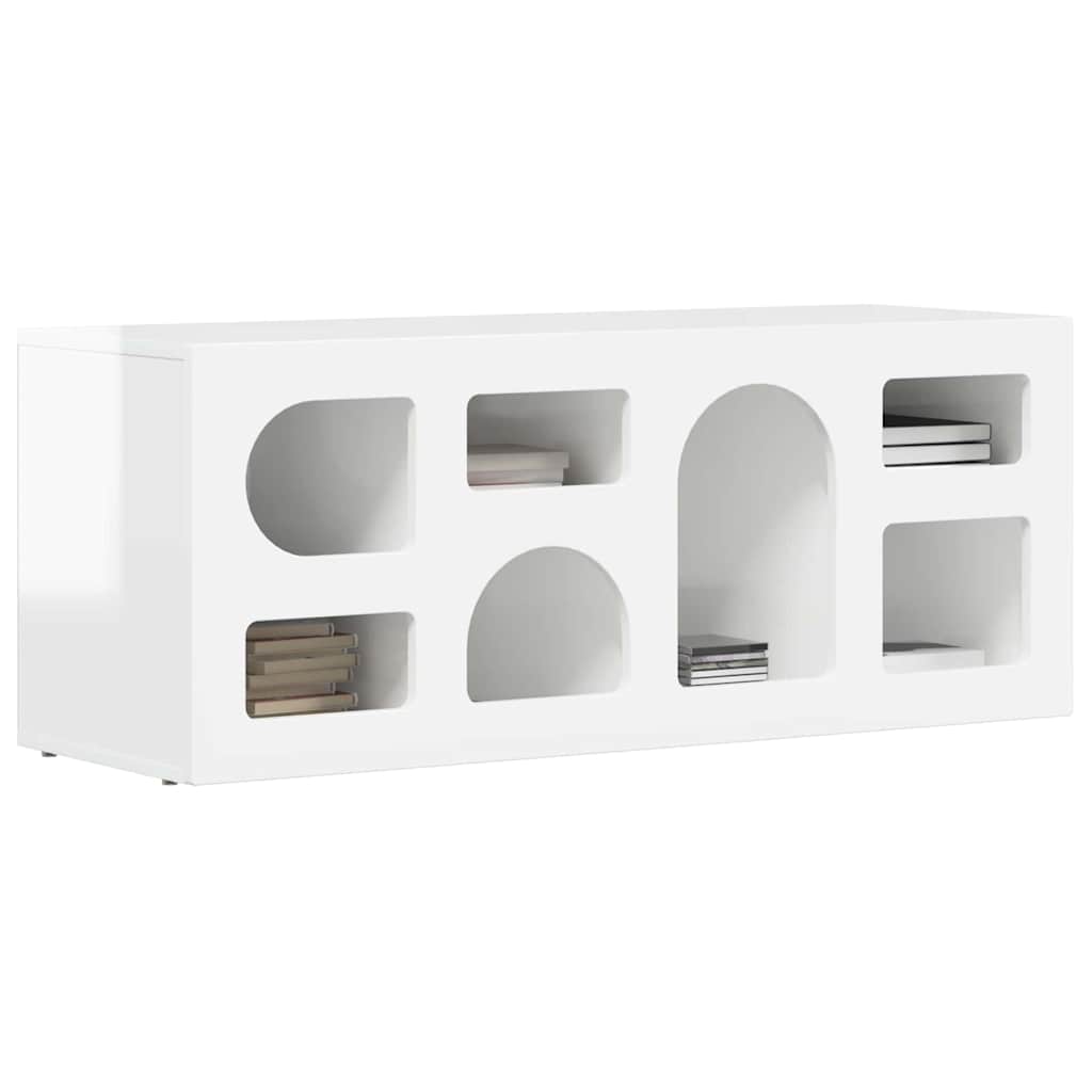 TV ormar Visoki sjaj bijela 100 x 35 x 40 cm Konstruirano drvo