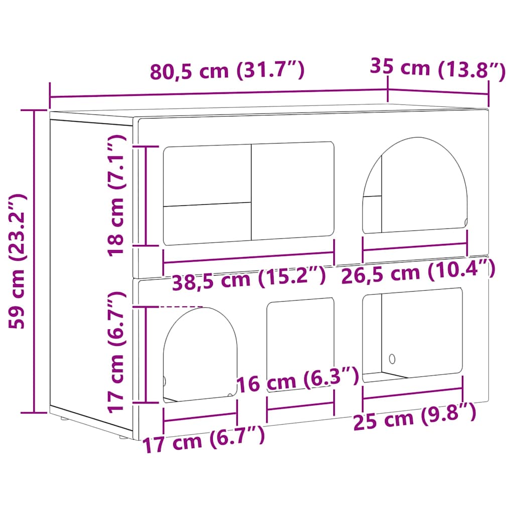 Kreveta Dimljeni hrast 80.5 x 35 x 59 cm Konstruirano drvo