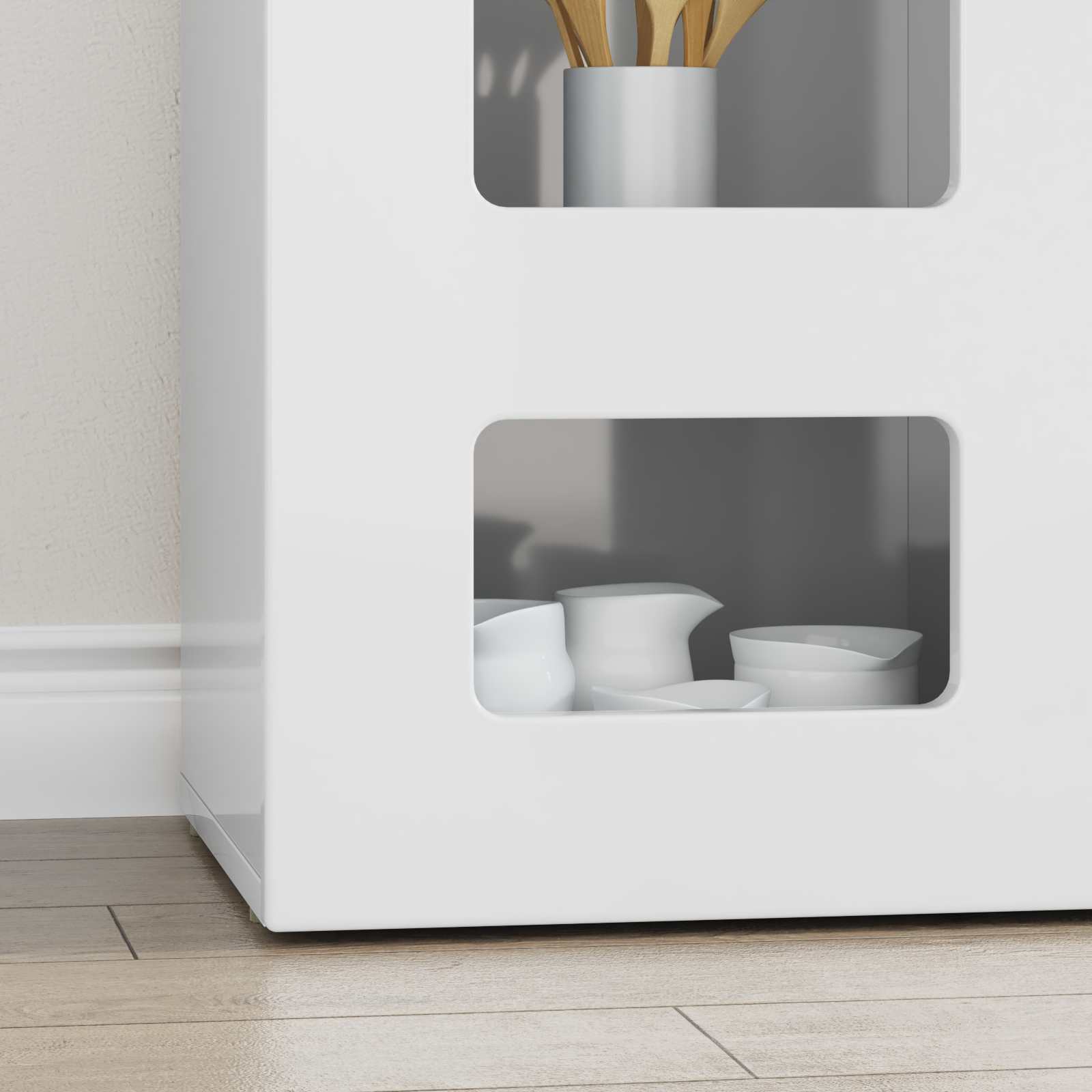Kreveta Visoki sjaj bijela 100 x 35 x 59 cm Konstruirano drvo